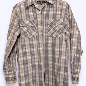 Beverly Hills Polo Club Men's Plaid Shirt in Gray and Cream